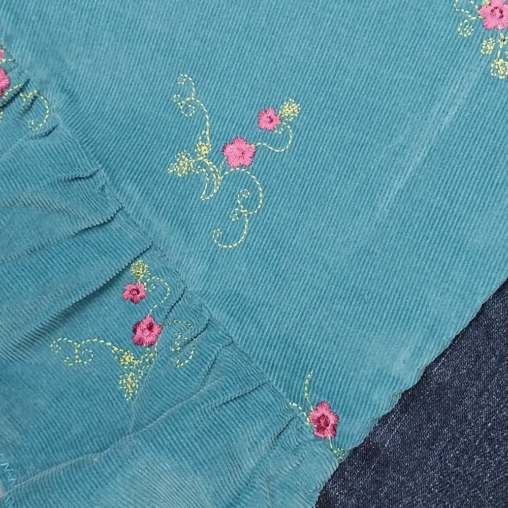 2854 Size 8 American Eagle Upcycled Bell Bottoms Teal Green Corduroy - Picture 3 of 6